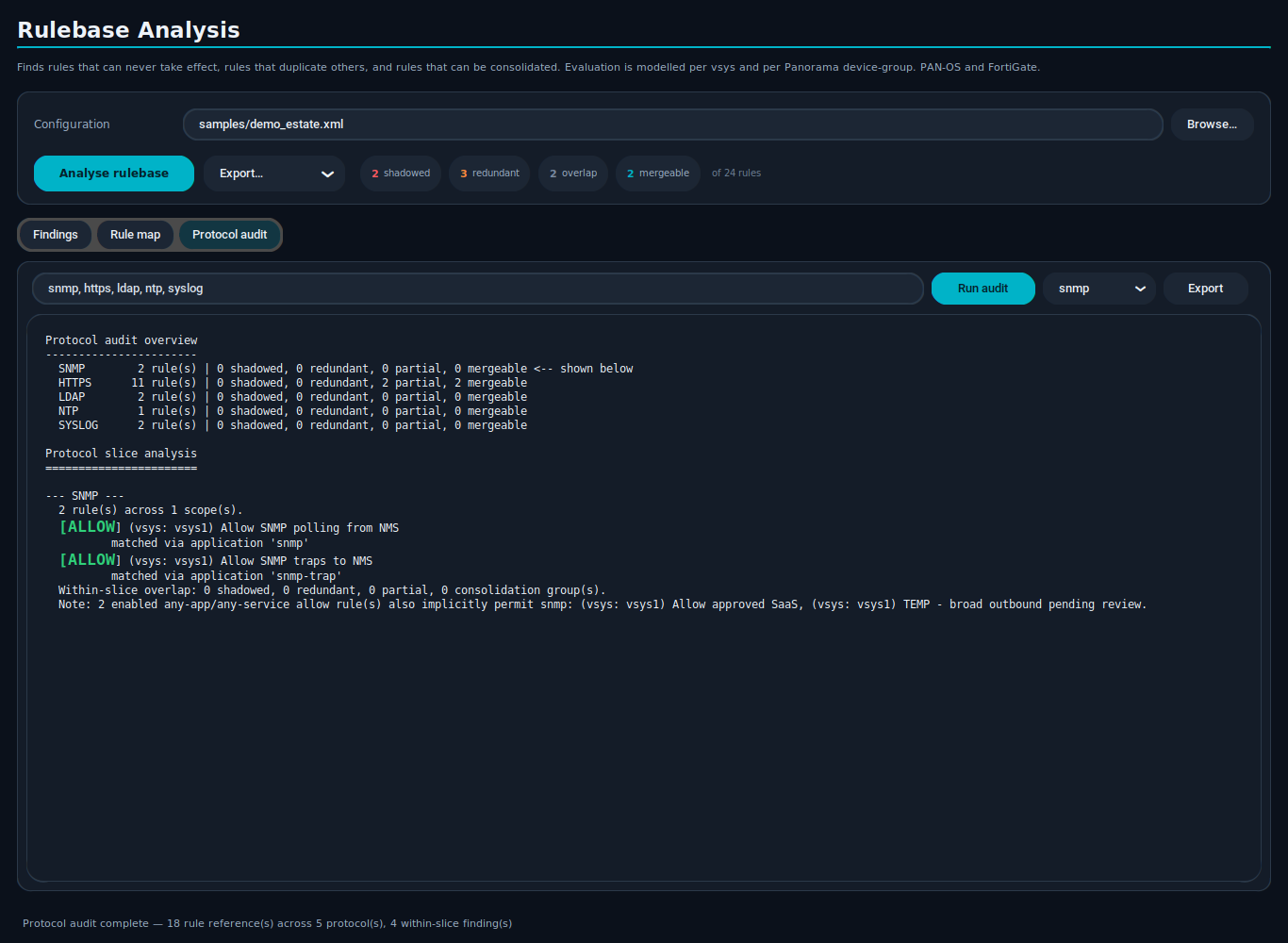 Sentry One Slice the rulebase by management-plane exposure screen